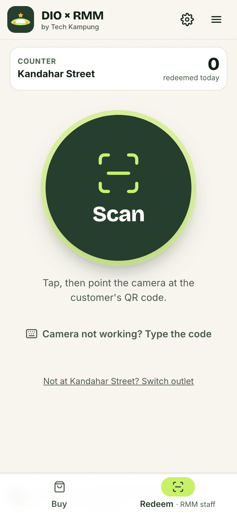 RMM counter: one big Scan button